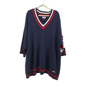Tommy Hilfiger Denim Knit Pullover Sweater V-neck Oversize Women's Size …